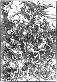 Albrecht Dürer „Keturi apokalipsės raiteliai“. 1498