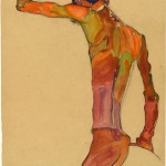 Egon SchieleStanding Male Nude with Arm Raised1910