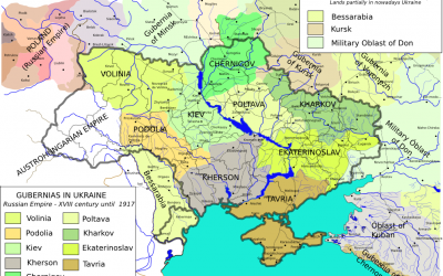 Rusijos imperijos gubernijos ir dabartinė Ukrainos teritorija.